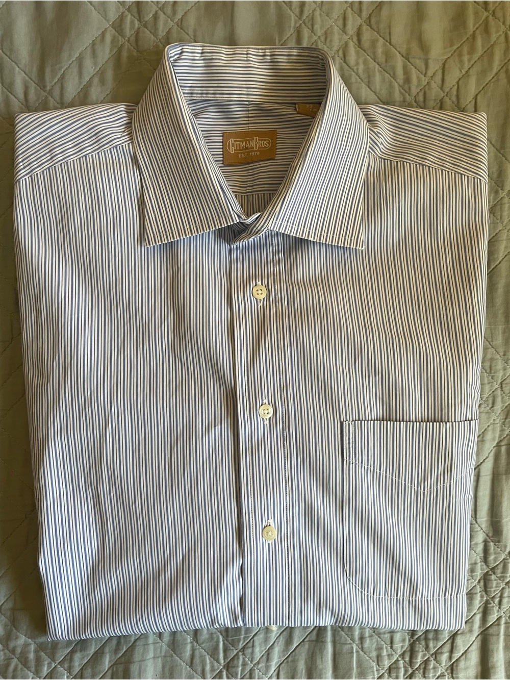 GITMAN BROS. Made in USA Pinpoint Shirting Stripe Spread Collar Shirt 16-33
$255